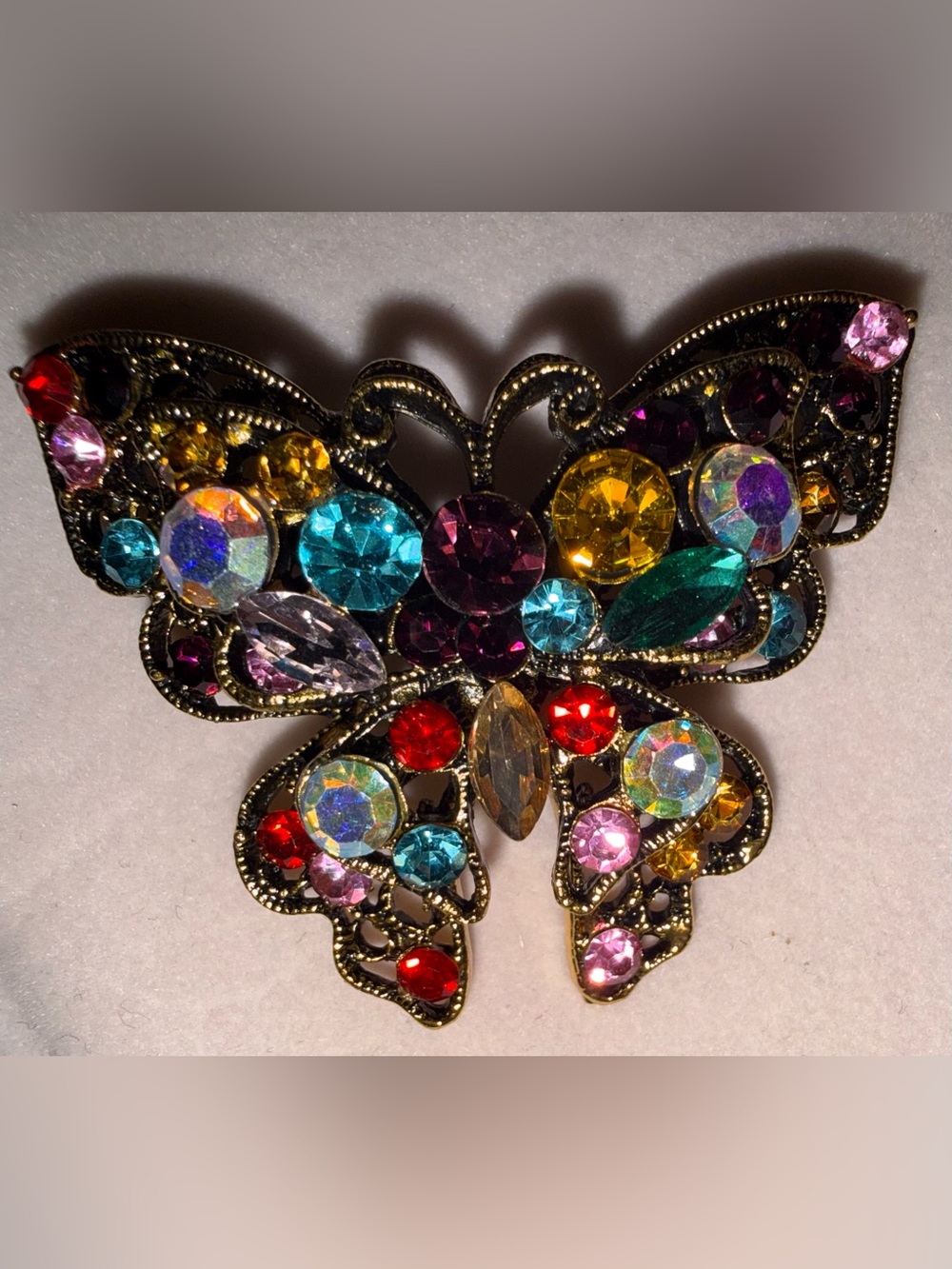 Multicolor Crystal Butterfly Brooch